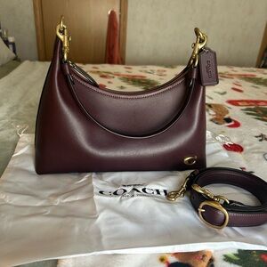 Coach Juliet Shoulder Bag- Black Currant with Brass Hardware